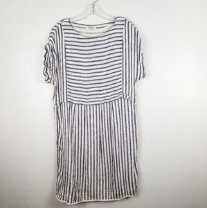 Madewell Blue White Stripped Linen Blend Dress